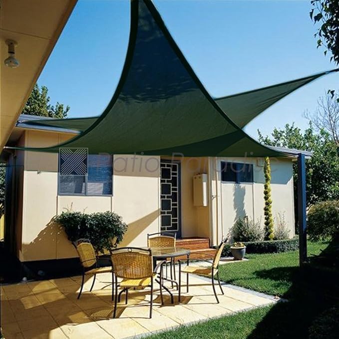 Patio Paradise 17' x 17' x 17' Sun Shade Sail Triangle Canopy Shade Cloth Fabric Sunlight Block Patio Pergola Cover HDPE Deck Awning for Outdoor Backyard Roof Shading, Green