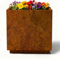Decoroca Heavy-Duty Corten Steel Planter Box, Large Square Cube Outdoor Planter for Patio & Garden, Naturally Weathering Steel, Modern US-Designed Planters for Plants & Trees