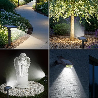 4 Pack Solar Spot Lights Outdoor Waterproof IP68, Auto On/Off Bright Solar Powered Spotlights with Wall Mount & Ground 2 IN 1, Adjustable Solar Landscape Lights for Outside Yard Garden Pathway