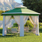 Garvee Pop Up Gazebo Screen Tent,Hexagonal Instant Gazebo Tent with Mosquito Netting Outdoor Canopy,6 Sided Sun Shelter 13x13ft with Mesh Netting,Pavilion Tents for Patio,Green+Beige