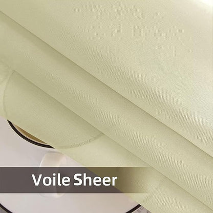 SpaceDresser Waterproof Outdoor Sheer Curtains for Patio - 2 Panels Rod Pocket Indoor Voile Sheer Curtain for Living Room,52W x 84L inch, Sage Green