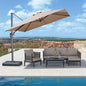 PURPLE LEAF Patio Umbrella 9' X 9' Rectangle Cantilever Umbrella Large Aluminum Outdoor Umbrellas with 360-degree Rotation & UPF40+ Premium Fabric for Deck Pool Garden Yard, Sand Dune