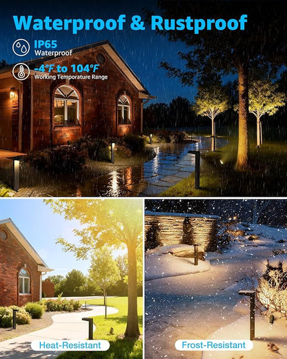 SUNVIE LED Low Voltage Landscape Lighting Kit 12V-24V Aluminum Low Voltage Landscape Lights Wired, 3000K Outdoor Pathway Lights Spotlights with Connectors Waterproof for Patio Yard Garden, 8 Pack