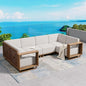 6 Pieces Patio Furniture Set,Outdoor Rattan Wicker Sectional Sofa with 10''Ultra-Thick Cushions,All Weather Patio Conversation Set for Lawn Garden Backyard,Beige
