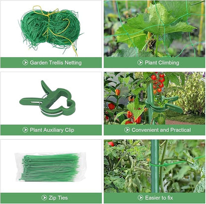 2PCS Cucumber Trellis for Climbing Plants Outdoor, Garden Trellis for Raised Bed Garden,Vegetable Grow Supports with Climbing Net for Tomato Bean Squash, Grape Zucchini (2PCS)
