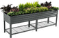 Elevated Raised Garden Bed-V Series, 2' x 8' Garden Beds with Legs & Storage Rack for Patio Porch, 1400 Lbs Weight Capacity, Outdoor Planter Boxes for Gardening Herbs Vegetables Flowers, Modern Gray