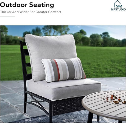 MFSTUDIO Patio Furniture Set, 2 Seat Outdoor Sectional Sofa Conversation Set, Woven Rattan Patio Couch for Backyard, Garden, Deck