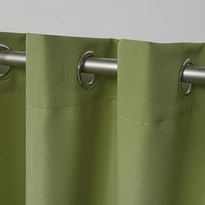 NICOLE MILLER NEW YORK Canvas Indoor/Outdoor Grommet Top Curtain Panel Pair, 54"x108", Green Apple