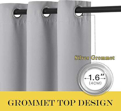 NICETOWN Blackout Silver Grey Curtain for Bedroom 72 inch Length - Grommet Thermal Insulated Blackout Window Treatment Room Darkening for Living Room/Kids Room (1 Panel, W52 x L72)