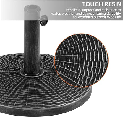 Yaheetech 22 lbs Outdoor Umbrella Base, 18" Round Resin Patio Umbrella Stand, Heavy Duty Market Umbrella Base Stand for Garden & Backyard, Rustic Silver