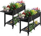 YEFU Raised Garden Bed with Legs: 57x18x30in Elevated Poly Planter with Wheels,Waterproof Mobile Raised Bed Garden, Elevated Planter Box Stand with Storage Shelf,For Deck,Patio,Porch,Yard (Black,2pcs)