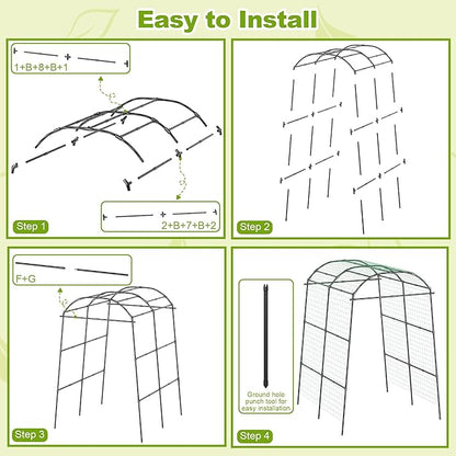 Miory Garden Arch Trellis for Climbing Plants Outdoor, Metal Plants Support Trellis for Climbing Vine Tomato Vegetable Flower Fruit, Cucumber Trellis for Raised Bed (71 x 83 Inch)