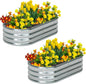 zizin 2 Pack Oval Galvanized Raised Garden Bed Kit 4x2x1ft Metal Planter Box for Outdoor Vegetables, Silver