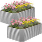 2 Pack 4x2x1.4 ft, (16" Tall) Galvanized Steel Raised Garden Bed, Large Metal Planter for Vegetables, Herbs & Flowers, Durable Outdoor Garden Box for Yard, Terrace, and Balcony