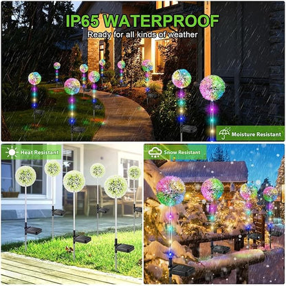 Solar Dandelion Lights Outdoor Decorative: 6 Pack Garden Lights Solar Powered - Waterproof Colorful Flower Light Decor for Yard Patio Porch Pathway Outside Lighting, Unique Gifts for Women