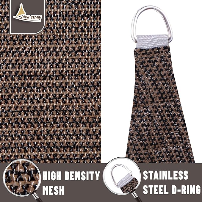 LOVE STORY Custom Size 7'x14'x15.7' Brown Sun Shade Sail Right Triangle Sunhsade Fabric Awning Canopy for Patio Backyard Carport Pergola (Customized)