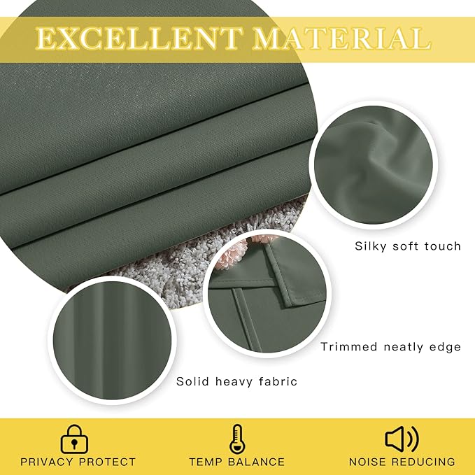 NICETOWN Blackout Curtains 63 Inhces Long for Half Windows, Thermal Curtain Grommet Room Darkening Window Treatment for Bedroom Living Room, Dark Mallard, 1 Panel, W46 x L63
