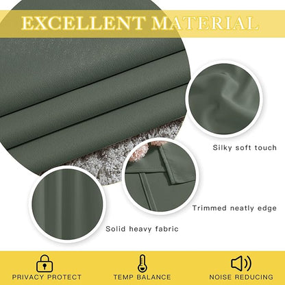 NICETOWN Blackout Curtains 63 Inhces Long for Half Windows, Thermal Curtain Grommet Room Darkening Window Treatment for Bedroom Living Room, Dark Mallard, 1 Panel, W46 x L63