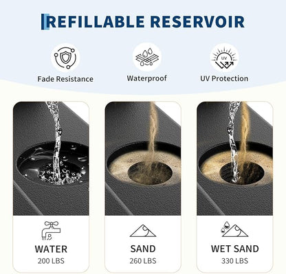 Garvee 4Pcs Patio Umbrella Base 330lb Capacity Cantilever Umbrellas Weight Stand Umbrella Base Filled with Water or Sand for 10-15FT Outdoor, Garden, Deck, Poolside Umbrellas Use, Black
