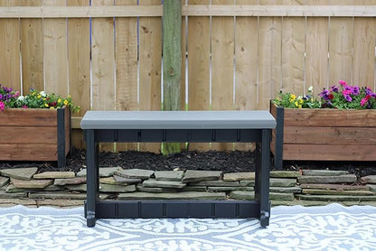 Bench, Deep Grey Top with Black Sides, 1 Pack - Proudly Made in The USA, Click and Lock Hardware-Free Assembly, Durable and Stylish Outdoor Seating