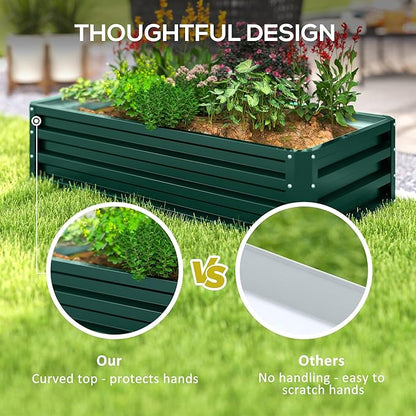 Outsunny Galvanized Raised Garden Bed, 4' x 2' x 1' Metal Planter Box, for Growing Vegetables, Flowers, Herbs, Succulents, Green