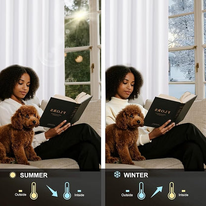NICETOWN 100% Blackout Door Curtain 80 inch Thermal Insulated Room Darkening Privacy Doorway Curtain Window Treatment, Room Divider Closet Shade, 1 Panel, 46W x 80L, Pure White