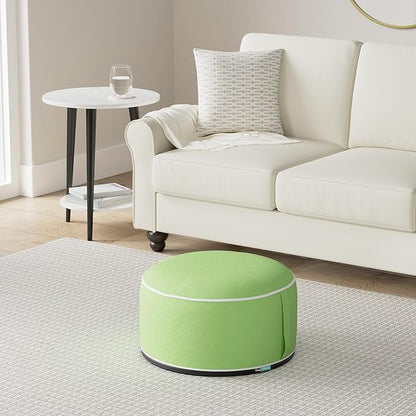 QILLOWAY Indoor/Outdoor Inflatable Stool,Round Ottoman,All Weather Foot Rest for Camping or Home,Green