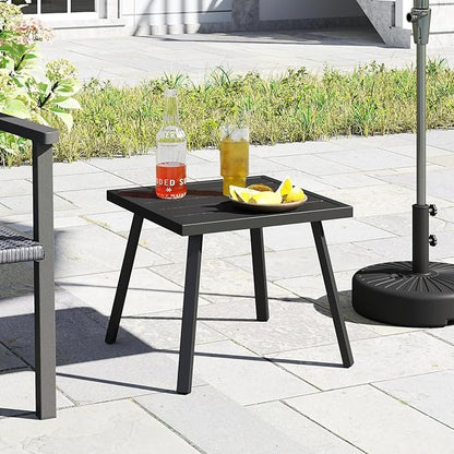 C-Hopetree Small Metal Outdoor Coffee Side Table for Outside Patio, Square, Black