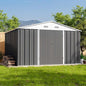Patiowell 10 x 8 FT Outdoor Storage Shed, Large Garden Tool Metal Shed with Sloping Roof and Double Lockable Door, Outdoor Shed for Backyard Garden Patio Lawn,Grey