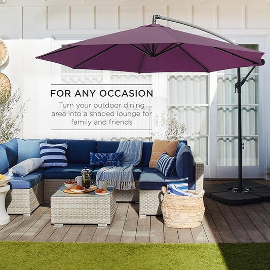 Offset Cantilever Hanging Market Patio Umbrella, 10ft