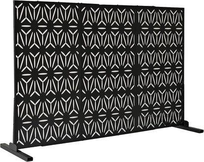 Oakland Living 6 ft. X 4 ft. Black Freestanding Metal Privacy Screen Room Divider
