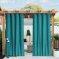 NICETOWN 2 Panels Outdoor Curtains Waterproof Fixed Grommet/Back Tab on Top & Bottom, Thermal Insulated Windproorf Sun Blocking Outdoor Drapes with Rope for Patio/Gazebo, W52 x L84, Peacock Teal