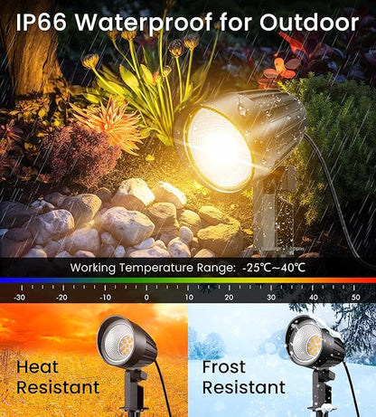 MEIKEE 7W 800lm Low Voltage Landscape Lights, 12V 24V LED Landscape Lighting with Connectors, 2700K IP66 Waterproof Outdoor LED Spotlights for Garden Pathway Yard Decoration (8 Pack)