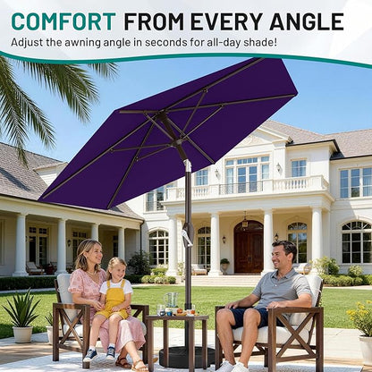 AreShark 7.5FT Patio Umbrella Table Market Umbrella with 6 Sturdy Ribs, Button Tilt/Crank, Heavy-Duty Outdoor Umbrellas for Pool, Deck, Garden and Backyard, Purple