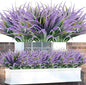 16Pcs Artificial Grass Fake Plants 17.3in Outdoor Plants UV Resistant Faux Greenery Stems Fake Grass for Home Window Garden Office Patio Pathway Front Porch Halloween Décor Green & Purple