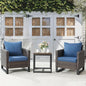 Belord Outdoor Bistro Set 3 Piece Outdoor Wicker Patio Chairs, Oversize Outdoor Rattan Seating Set, All-Weather Chairs Wicker Furniture with Metal Side Table and Removable Cushion for Outside