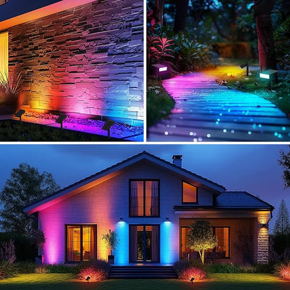Consciot Solar Spot Lights Outdoor, Adjustable 170° Solar Outdoor Light, 7 Multicolored Garden Light Waterproof IP65, Landscape Lighting for Yard Pool Garden Tree, 4 Pack