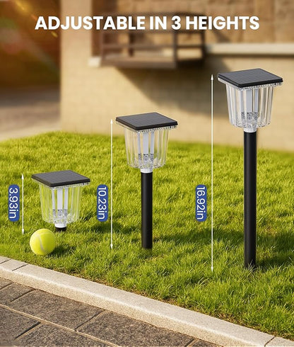 Upgraded Solar Lights Outdoor Waterproof 6 Pack, Adjustable Warm&Cool White, Pathway Lights Solar Powered Garden Decor Landscape Lighting Outside for Front Yard/Patio/Walkway/Driveway/Lawn/Path Light