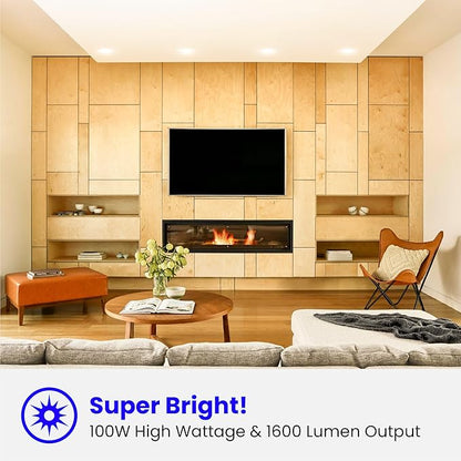 Feit Electric BR30 LED Light Bulbs, 100W Equivalent, Dimmable, E26 Standard Base, 80 CRI, 1400 Lumens, 2700K Soft White, 120V, 10 Years Lifetime, Damp Rated, 6 Pack, 100BR30DM82710KLED/6