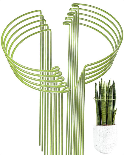 10-Pack Plant Support Stakes, Heavy Duty Steel Plant Stakes as Monstera Plant Support & Peony Cages, Metal Garden Stakes for Indoor Outdoor Plants, Snake Plant & Vine Support, 10" W x 15.8" H