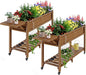 YEFU Raised Garden Bed with Legs: 57x18x30in Elevated Poly Planter with Wheels,Waterproof Mobile Raised Bed Garden, Elevated Planter Box Stand with Storage Shelf,for Herb,Carrot,Tomato (Teak,2pcs)