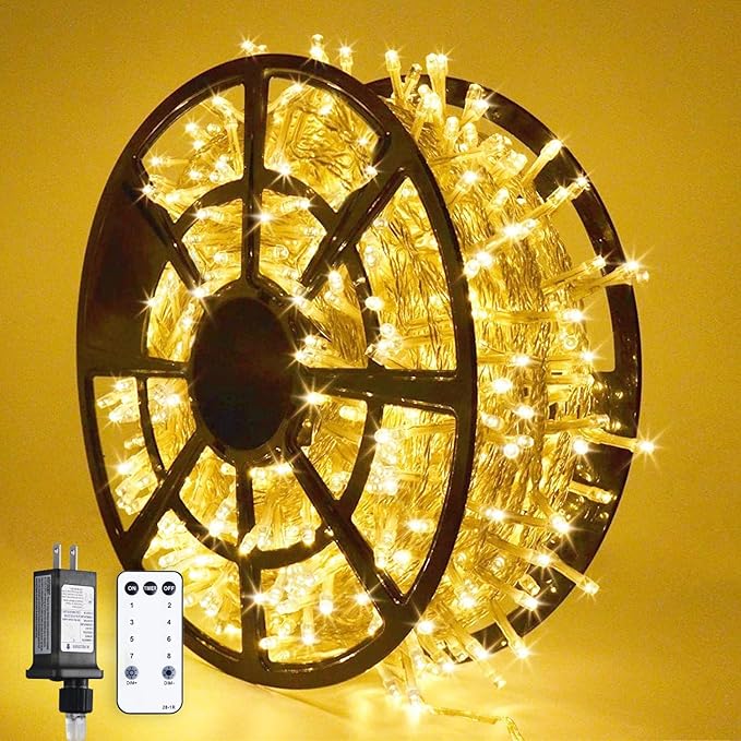 String Lights, 1000 Warm White LEDs, 272 Ft with Remote and 8 Modes