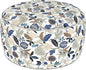LVTXIII Indoor/Outdoor Extra Large Inflatable Ottoman Pouf D31 x H14 Inch, Round Footstool with Handle, Weather-Resistant Portable Furniture for Patio, Camping, Beach, Breeze Leaves Beige