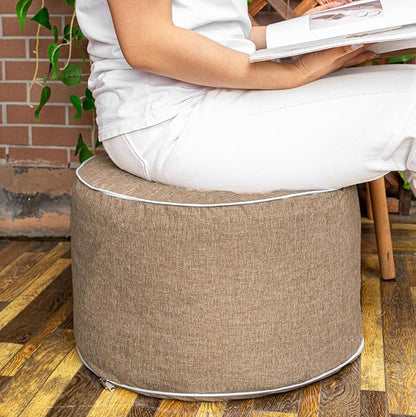 Outdoor Ottoman Outdoor Ottomans for Patio 19x12 Inches Modern Lightweight Foam Stuffed Pouf Outdoor Footstool Footrest Foot Stool Waterproof (Coffee)