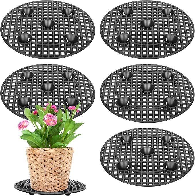 moonoom 6 Pcs Big Potted Plant Stands - 12 Inch Patio & Deck Floor Protector,Plant Level Pot Elevator for Indoor Outdoor Garden Flower