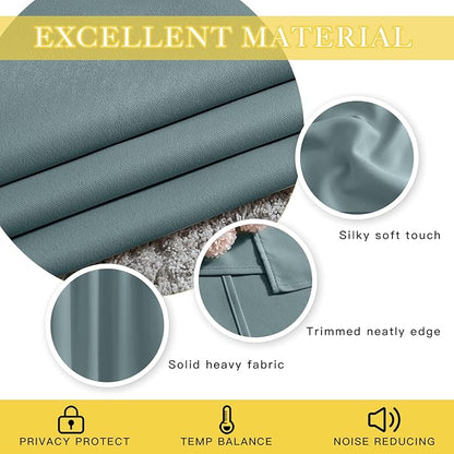 NICETOWN 108 inch Sliding Door Curtains for Bedroom, Grommet Thermal Insulated Blackout Window Treatment Sound Reducing Drape for Living Room, Greyish Blue, 1 Panel, W80 x L108
