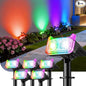 WdtPro Solar Color Changing Spot Lights, 8 Lighting Modes Solar Lights Outdoor Waterproof, Multicolor RGB Outdoor Light, 7 Colors Auto Cycling Landscape Spolights for Yard Garden Decoration, 6 Pack