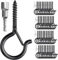 PlusRoc 40 Pack Ceiling Hooks for Hanging Plants Outdoor String Lights Heavy Duty, 2.2 Inch Eye Hook Screw in Cup Hooks Q-Hanger for Patio Lights, Wall Wood Fence Deck Mount(Black)