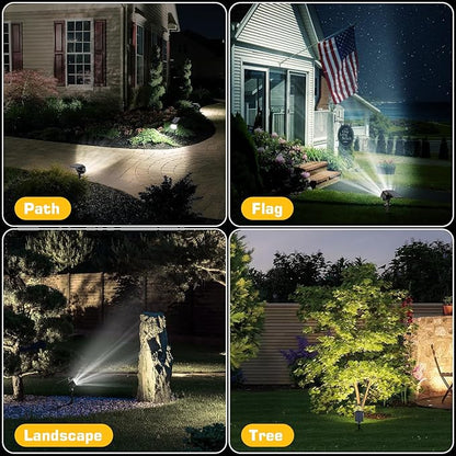 Kaxiida Solar Spot Lights Outdoor Waterproof - 2026 Upgrade 3 Level Ultra Bright Spot Lights Uplights, LED Landscape Spotlight for Tree, Pathway, Wall, Adjustable Solar Panel Auto On/Off