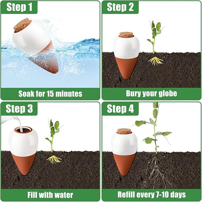 Terracotta Watering Spikes, 4 Pack Ollas Self Watering Globes, Slow Release Self Watering Planter Insert, Plant Watering Globes for Indoor and Outdoor Plants